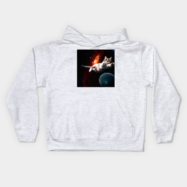 Cat in space Kids Hoodie by Mr Youpla